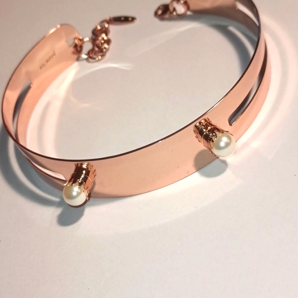 JOOMI LIM RHODIUM ROSE GOLD PLATED CHOKER WITH PEARLS - Picture 2 of 4